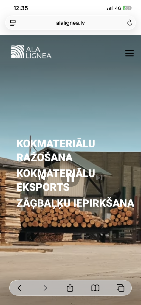 WordPress mājaslapas izstrāde uzņēmumam ALA Lignea