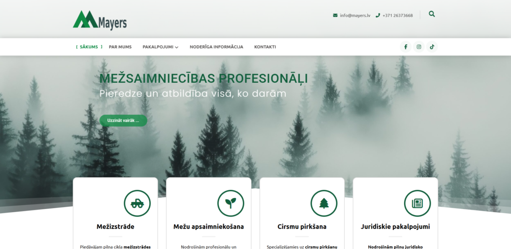 WordPress mājaslapas izstrāde uzņēmumam Mayers Sia